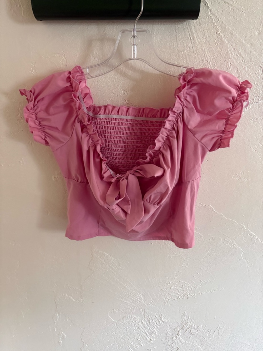 🌸SHEIN Dusty Rose Ruffled Tie-Front Crop Top